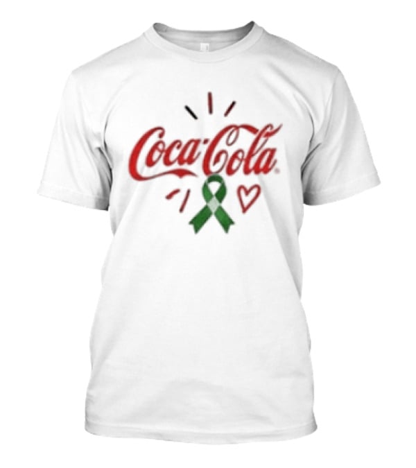 Coca Cola Green Ribbon Heart Mental Health Awareness T-Shirt