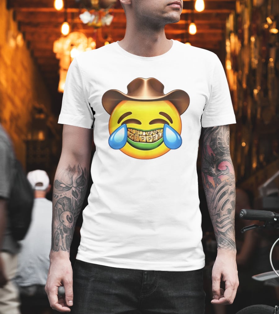 Emoji Green Guy Cowboy Tears Of Joy Zeppel Teeth Grills T-Shirt