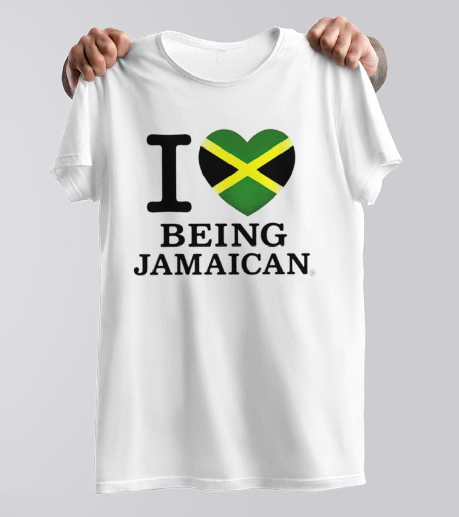 I Love Being Jamaican Flag Heart T-Shirt