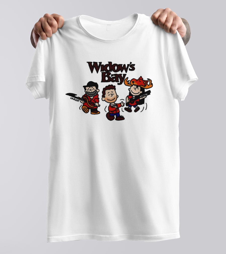 Widow's Bay Cartoon Characters With Bold Outfits And Musical Instruments T-Shirt