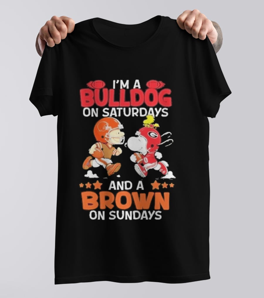 I'm A Bulldog On Saturdays And A Brown On Sundays Football Peanuts Snoopy Woodstock T-Shirt