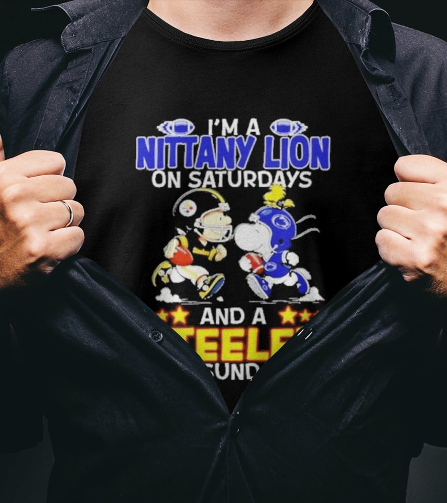 I'm A Nittany Lion On Saturdays And A Steeler On Sundays Football Peanuts Charlie Brown And Snoopy T-Shirt