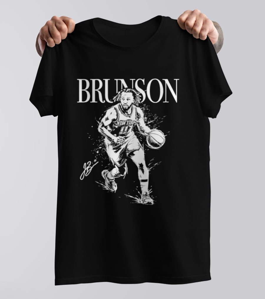 Jalen Brunson Knicks Basketball Player Action Mono T-Shirt
