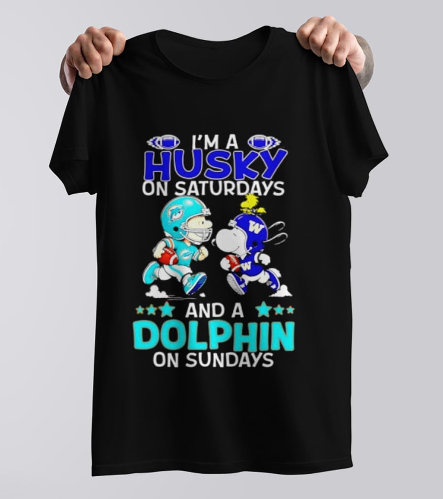 I'm A Husky On Saturdays And A Dolphin On Sundays Peanuts Characters Football T-Shirt