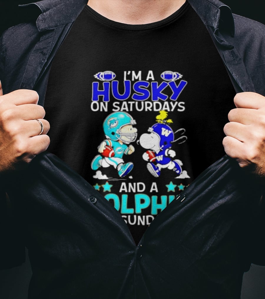 I'm A Husky On Saturdays And A Dolphin On Sundays Peanuts Characters Football T-Shirt