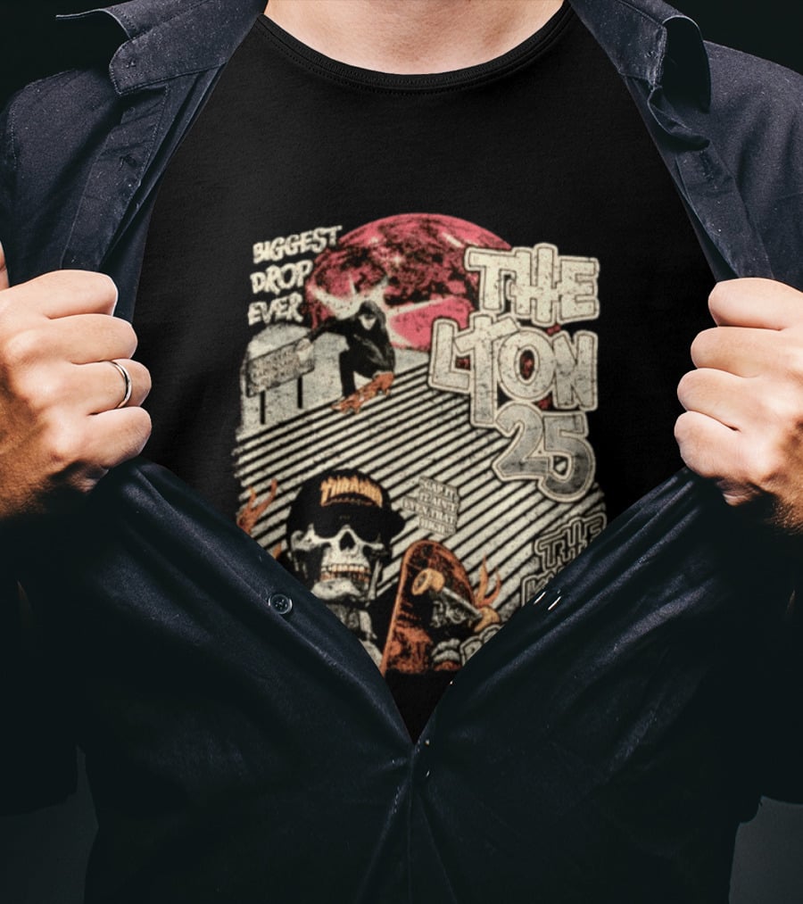 Biggest Drop Ever The Lyon 25 The Knee Breaker Skate Thrash T-Shirt