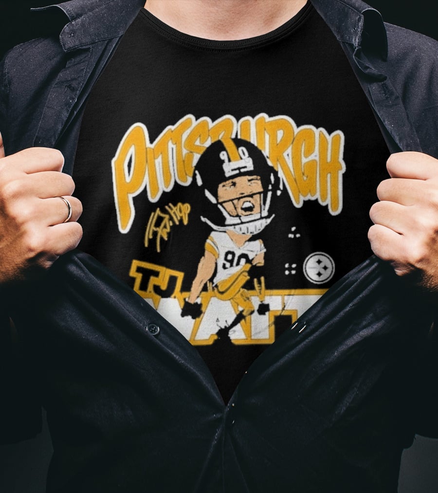 Pittsburgh TJ Watt 90 Cartoon Scream Steelers T-Shirt