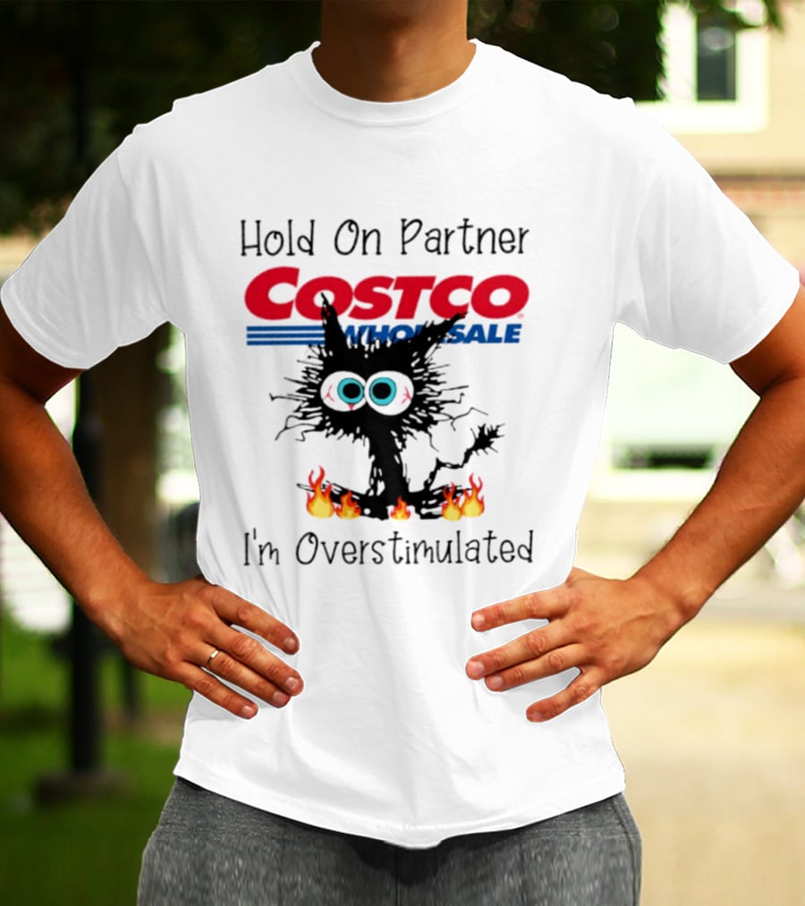 Hold On Partner Costco Wholesale Cat I'm Overstimulated 2026 T-Shirt