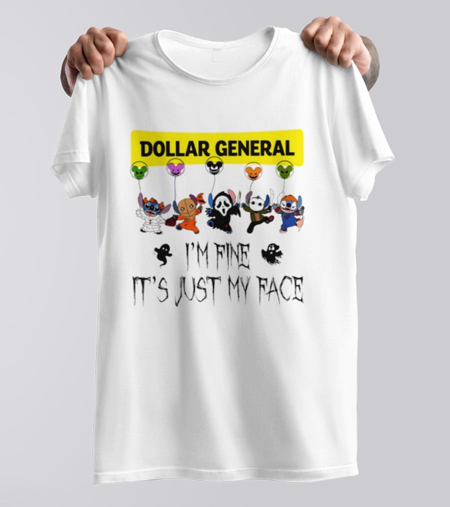 Dollar General Stitch Halloween 2026 I'm Fine It's Just My Face T-Shirt