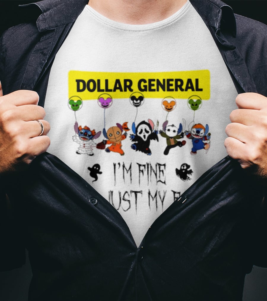 Dollar General Stitch Halloween 2026 I'm Fine It's Just My Face T-Shirt