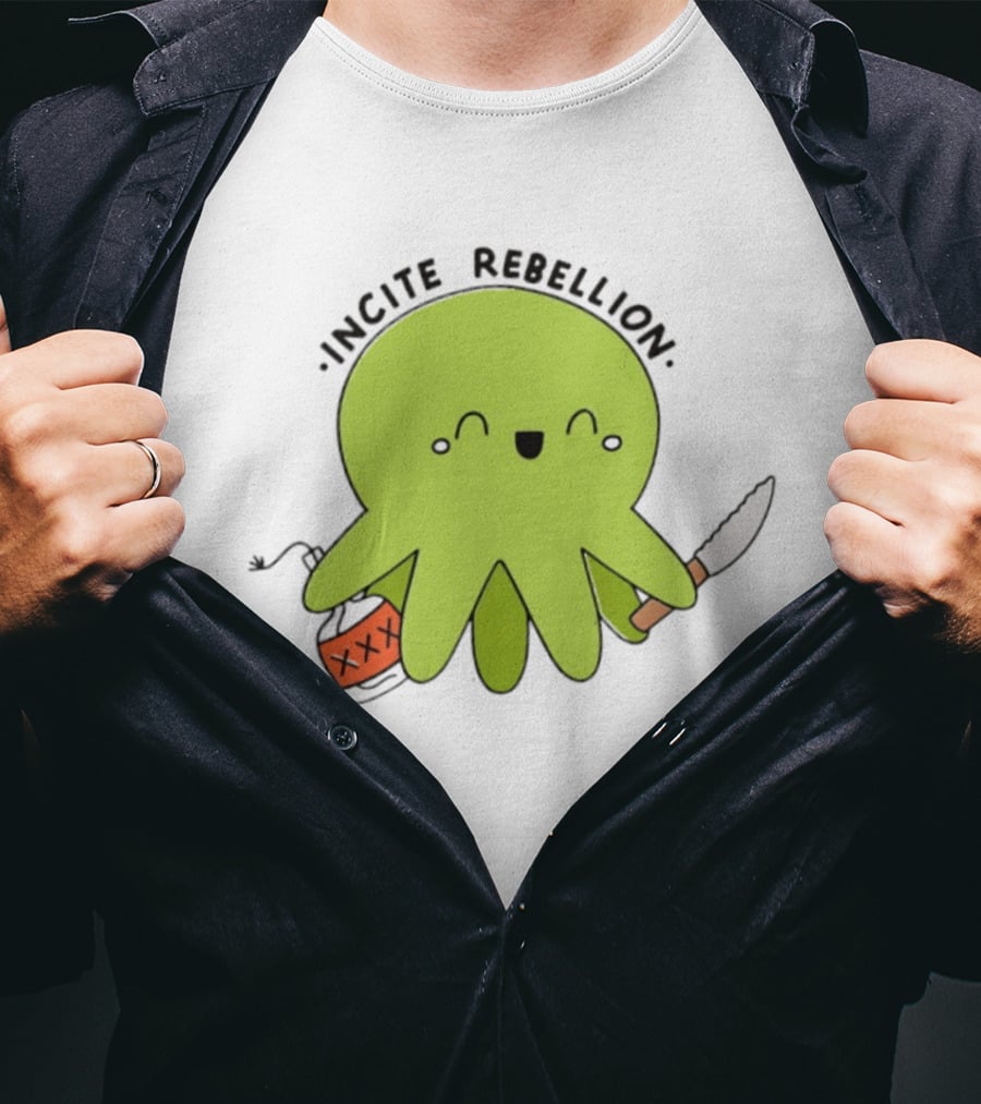 Incite Rebellion Octopus Knife Molotov Cocktail T-Shirt