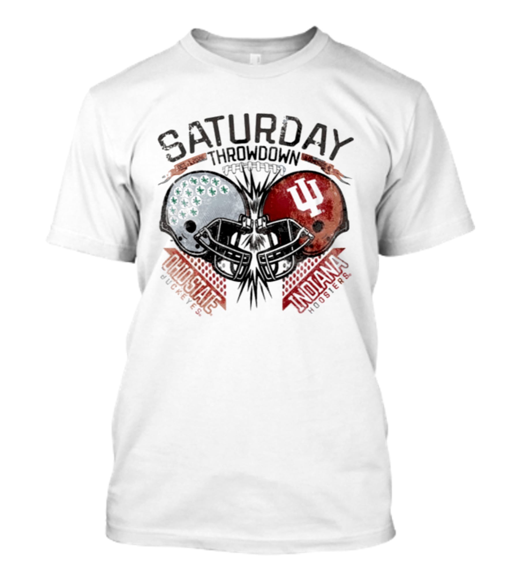 Indiana Hoosiers Ohio State Buckeyes Saturday Throwdown Football 2026 Helmets T-Shirt