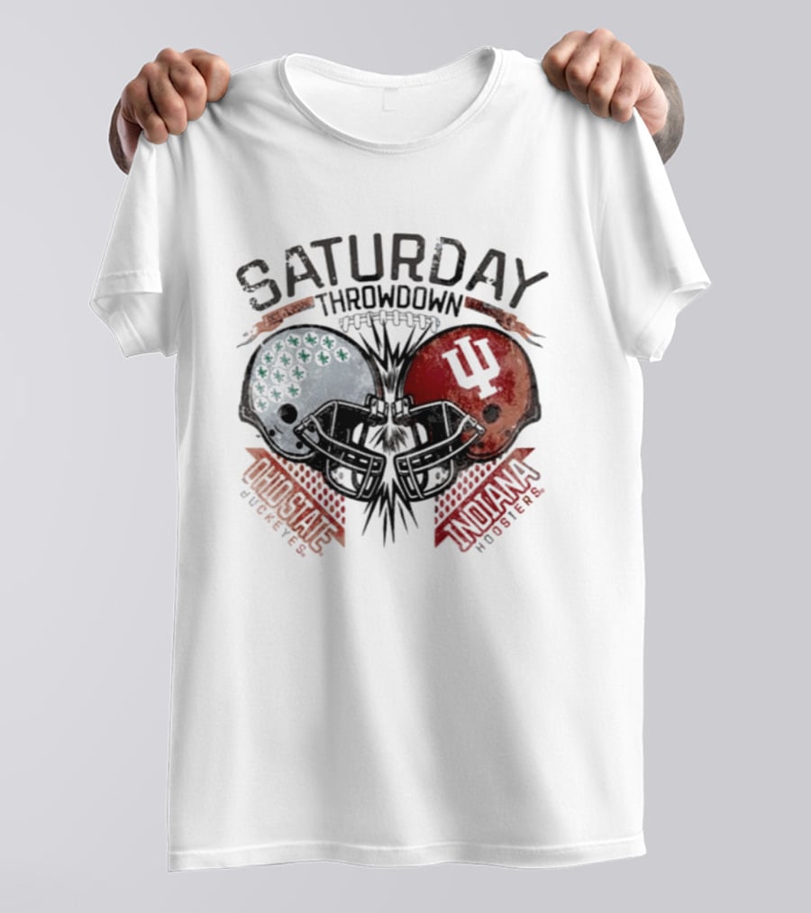 Indiana Hoosiers Ohio State Buckeyes Saturday Throwdown Football 2026 Helmets T-Shirt