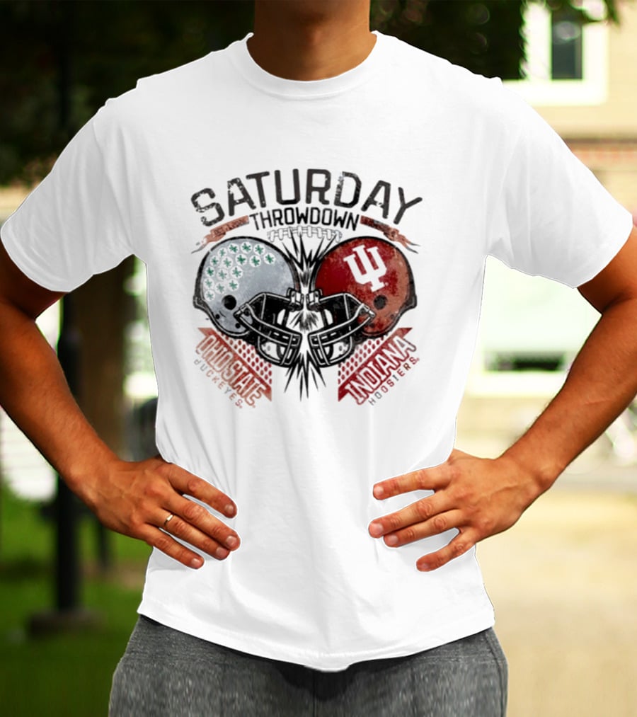 Indiana Hoosiers Ohio State Buckeyes Saturday Throwdown Football 2026 Helmets T-Shirt