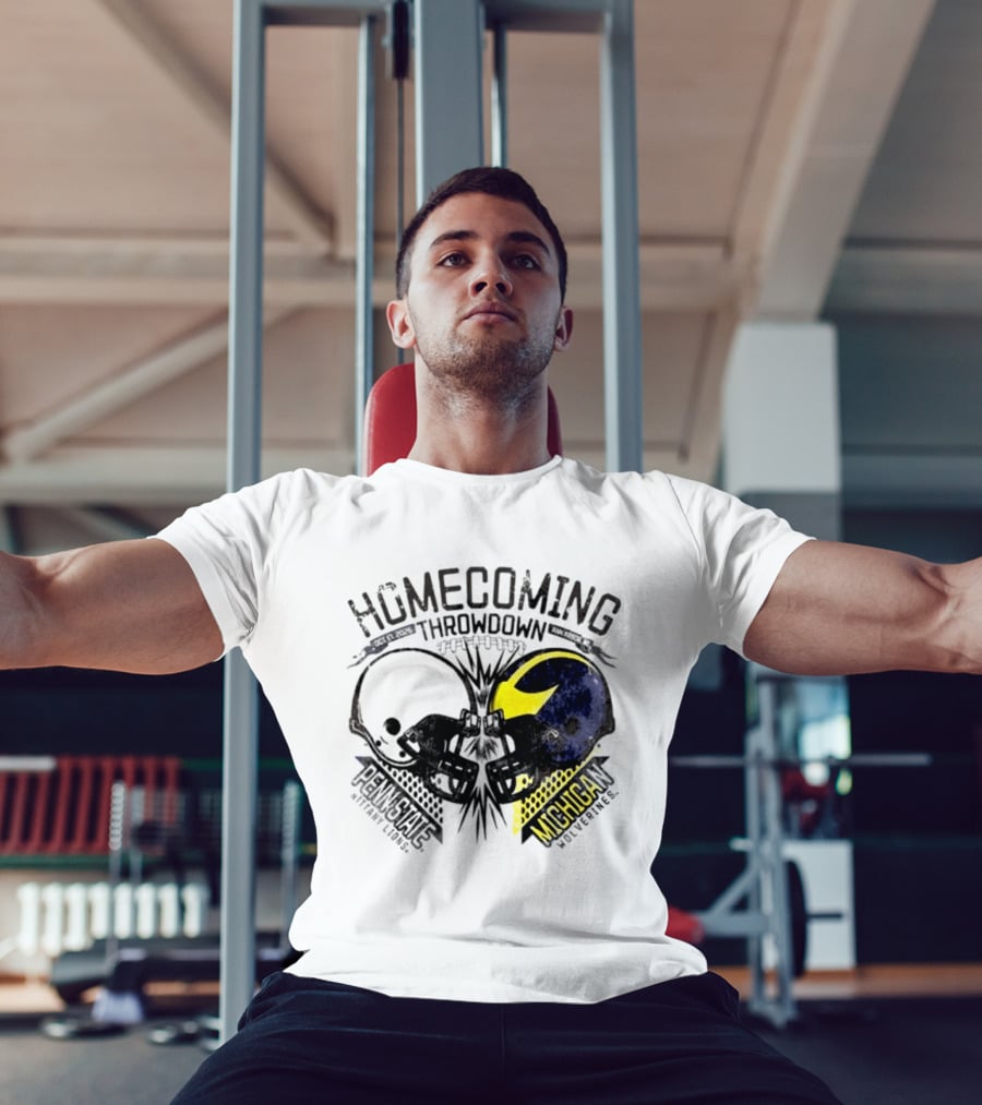 Homecoming Throwdown Michigan Wolverines Vs Penn State Nittany Lions Football Oct 17 2026 Helmet Showdown T-Shirt