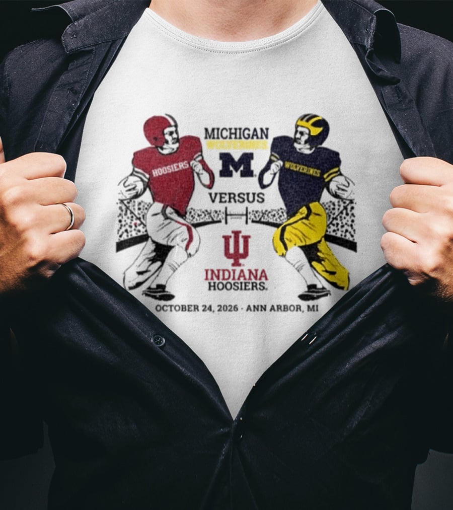 Michigan Wolverines Versus Indiana Hoosiers October 24 2026 Ann Arbor MI T-Shirt