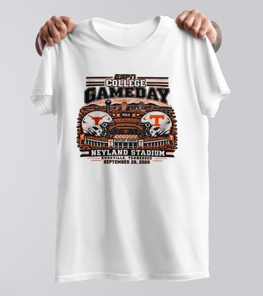 ESPN College GameDay Tennessee Volunteers Vs Texas Longhorns Neyland Stadium Knoxville September 26 2026 T-Shirt