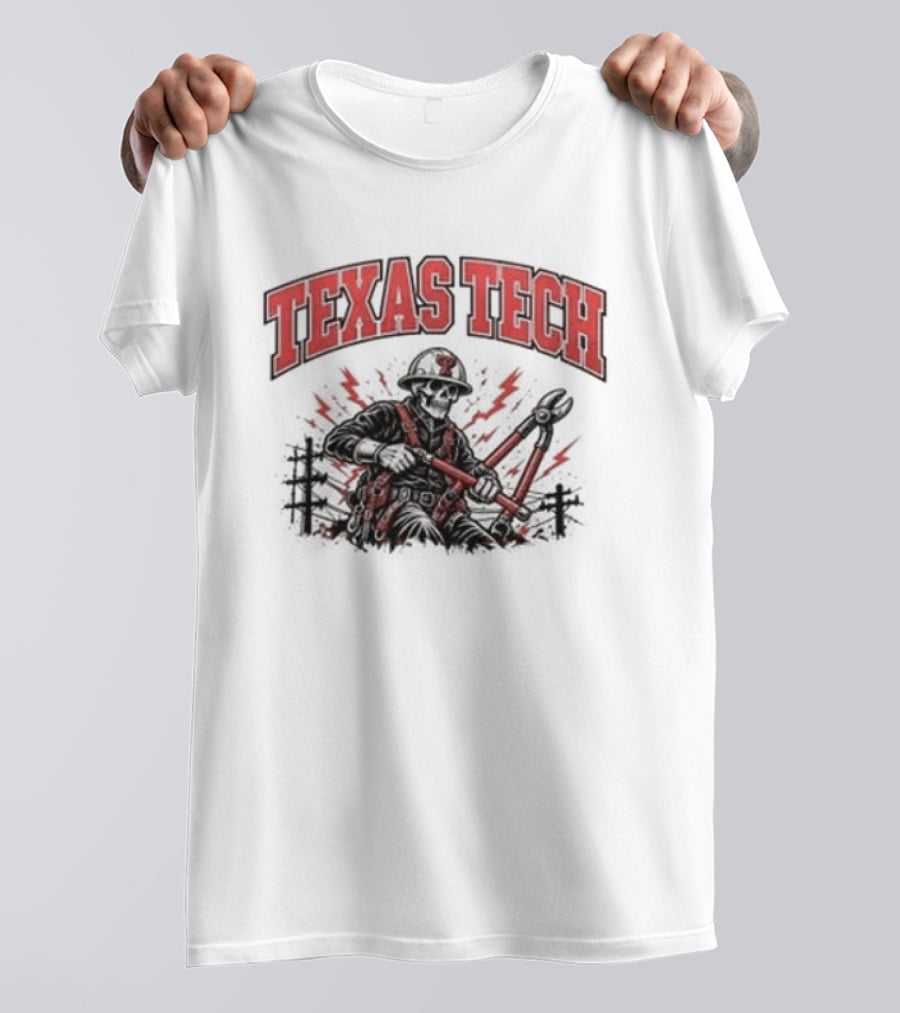 Texas Tech Red Raiders Lineman Halloween 2026 Football Spooky Skeleton T-Shirt