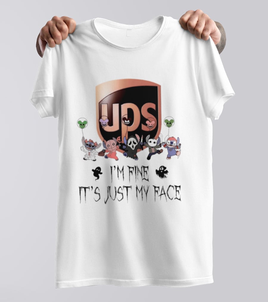 UPS X Stitch Halloween 2026 I'm Fine It's Just My Face T-Shirt