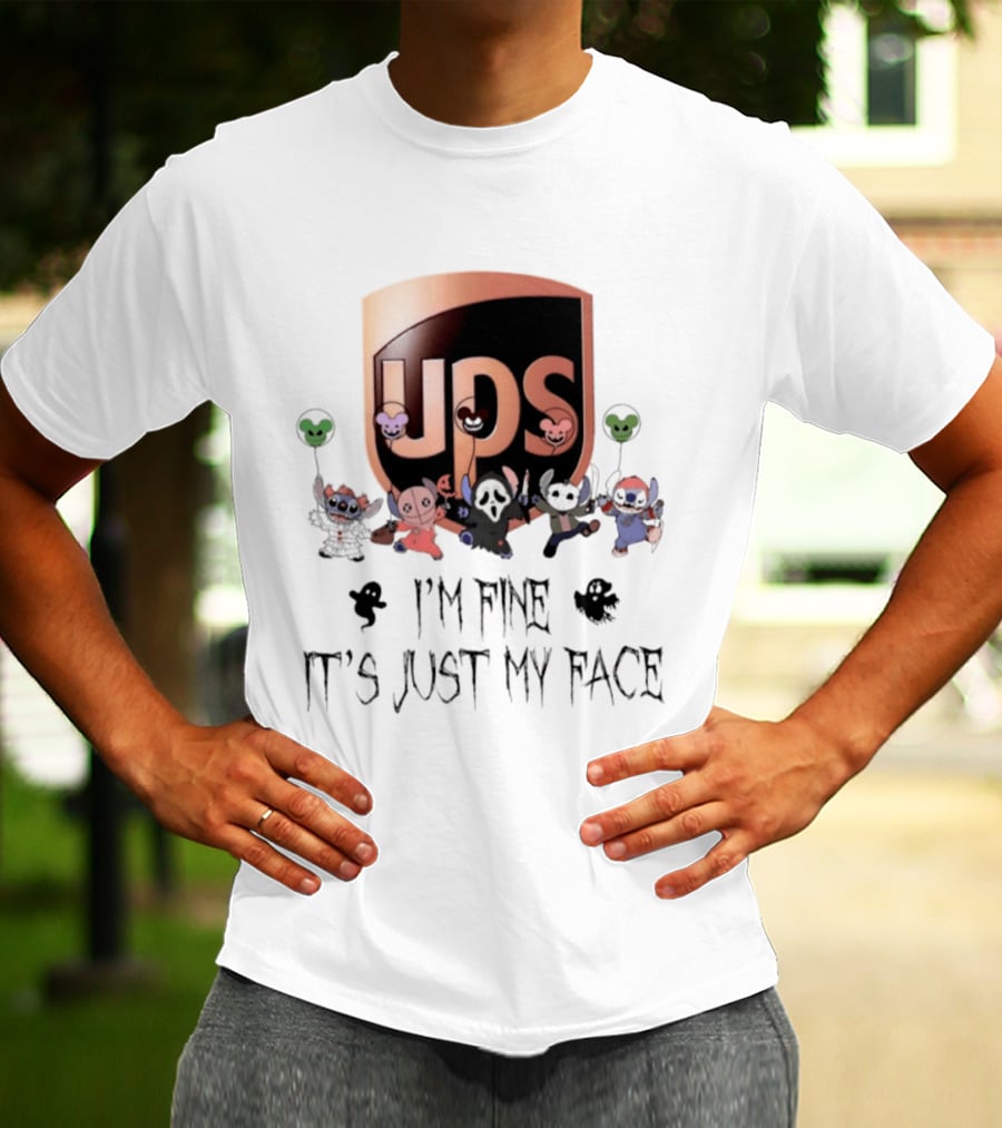 UPS X Stitch Halloween 2026 I'm Fine It's Just My Face T-Shirt