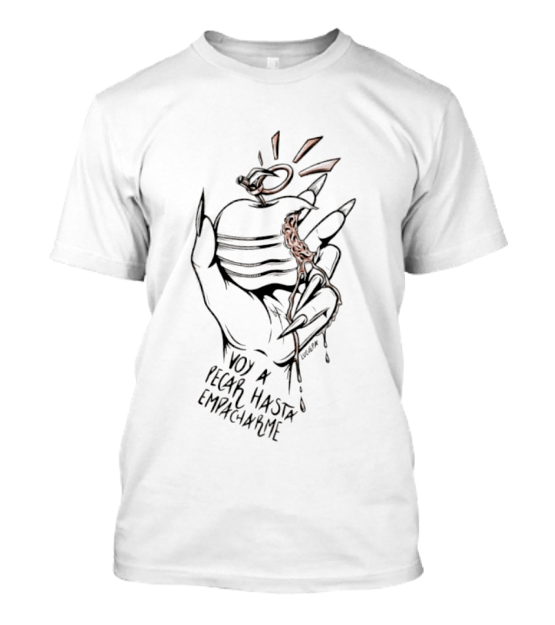 Voy A Pecar Hasta Empacharme Apple Heart And Grenade T-Shirt