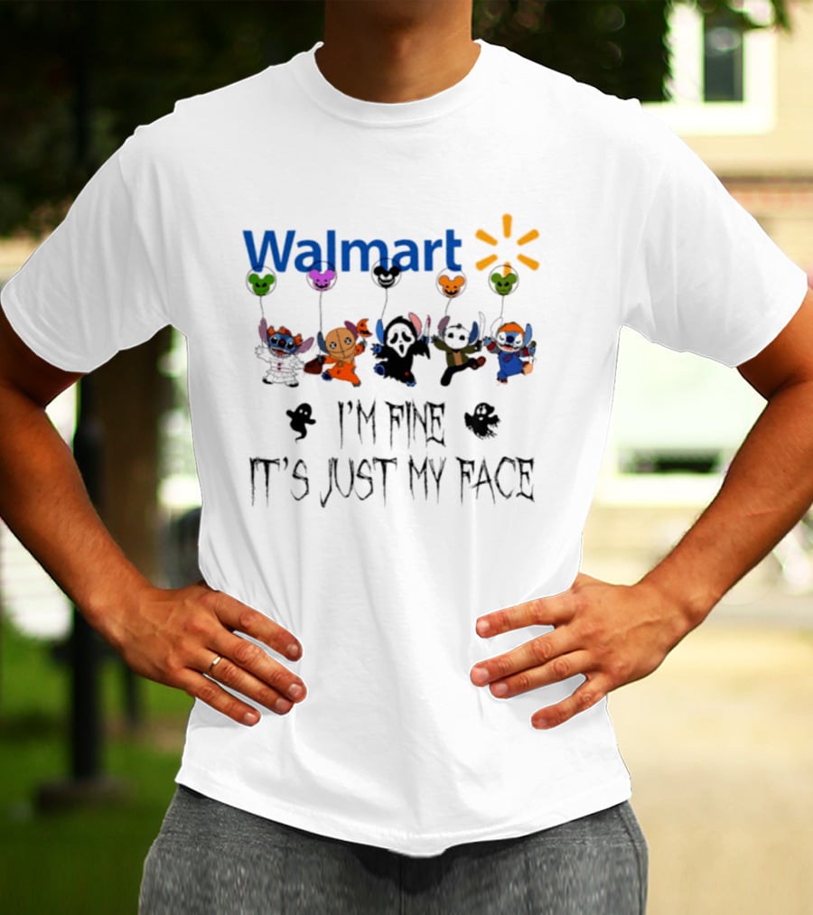 Walmart Stitch 2026 Halloween I'm Fine It's Just My Face Balloon Characters T-Shirt