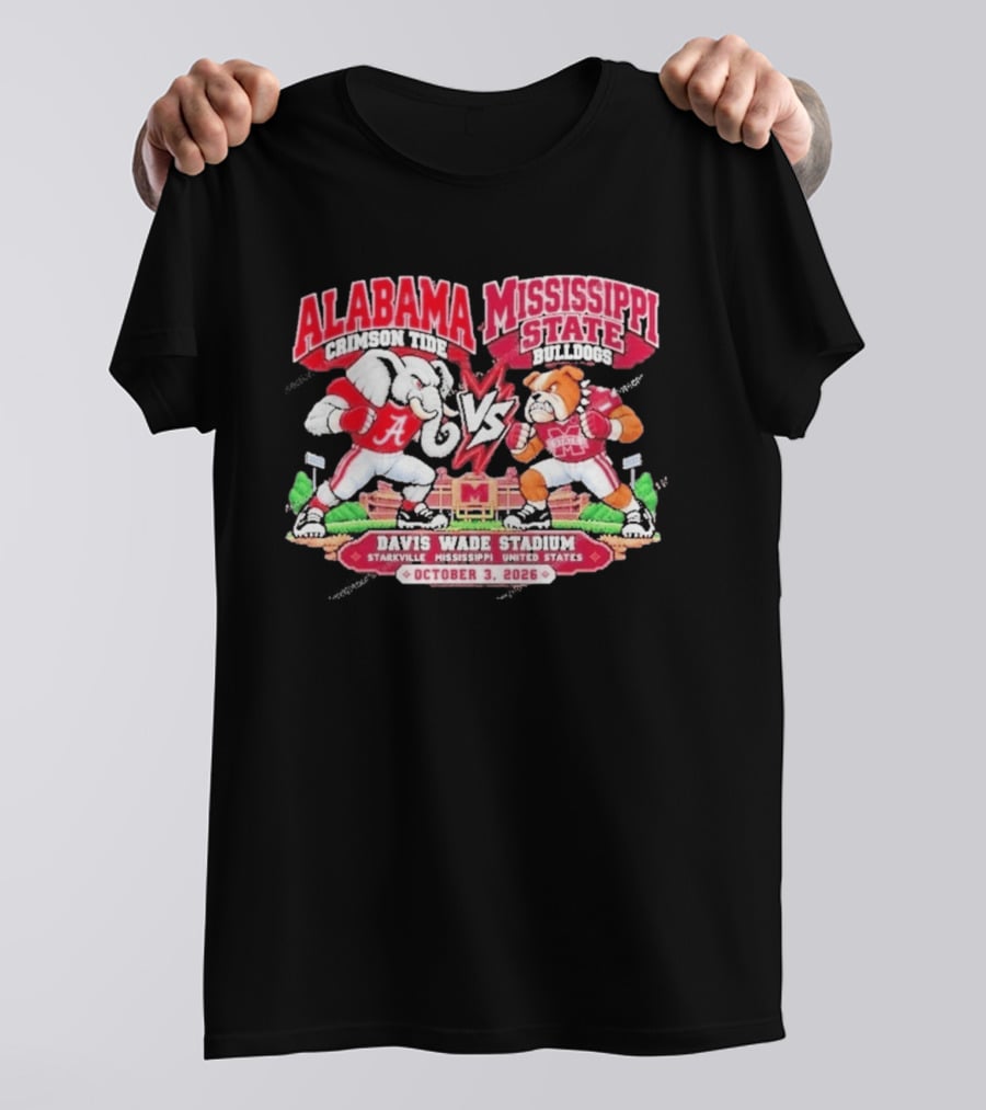 Alabama Crimson Tide Vs Mississippi State Bulldogs Davis Wade Stadium Starkville October 3 2026 T-Shirt