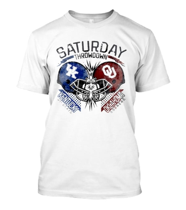 Oklahoma Sooners Vs Kentucky Wildcats 2026 Saturday Throwdown Football Helmets Clash T-Shirt