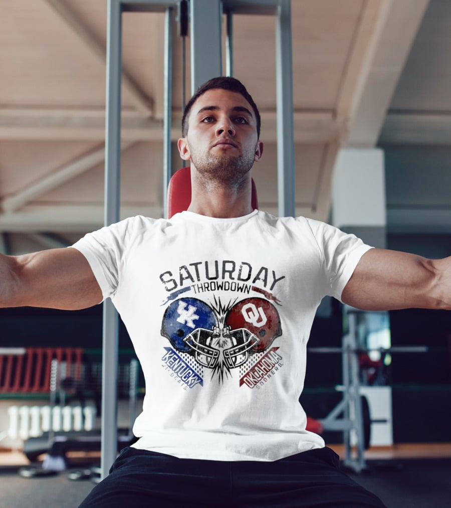 Oklahoma Sooners Vs Kentucky Wildcats 2026 Saturday Throwdown Football Helmets Clash T-Shirt
