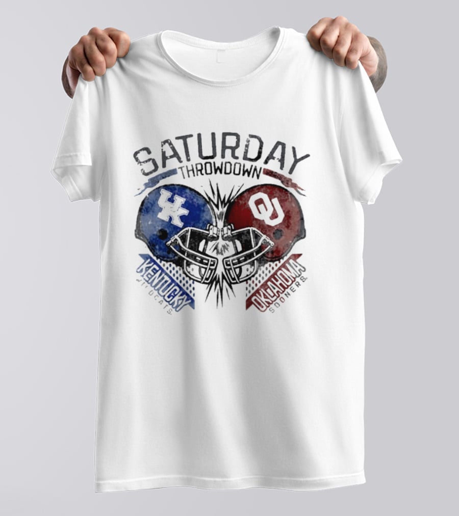 Oklahoma Sooners Vs Kentucky Wildcats 2026 Saturday Throwdown Football Helmets Clash T-Shirt