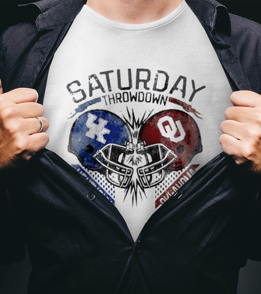 Oklahoma Sooners Vs Kentucky Wildcats 2026 Saturday Throwdown Football Helmets Clash T-Shirt
