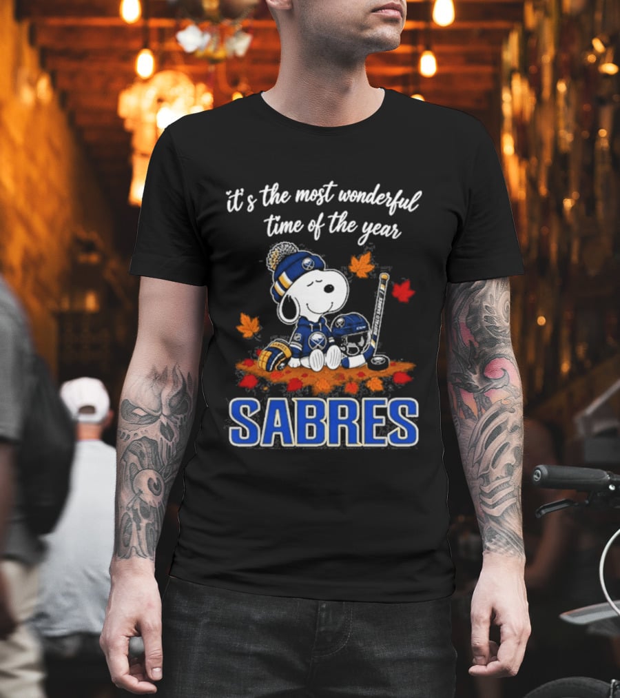 Buffalo Sabres Snoopy It's The Most Wonderful Time Of The Year Autumn Football T-Shirt