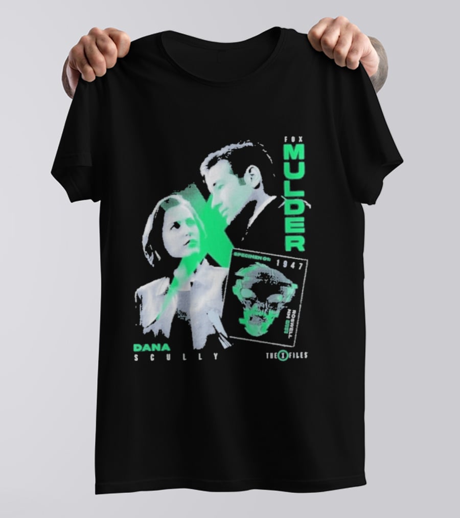 Fox Mulder Dana Scully The X Files 1997 Skull Print T-Shirt