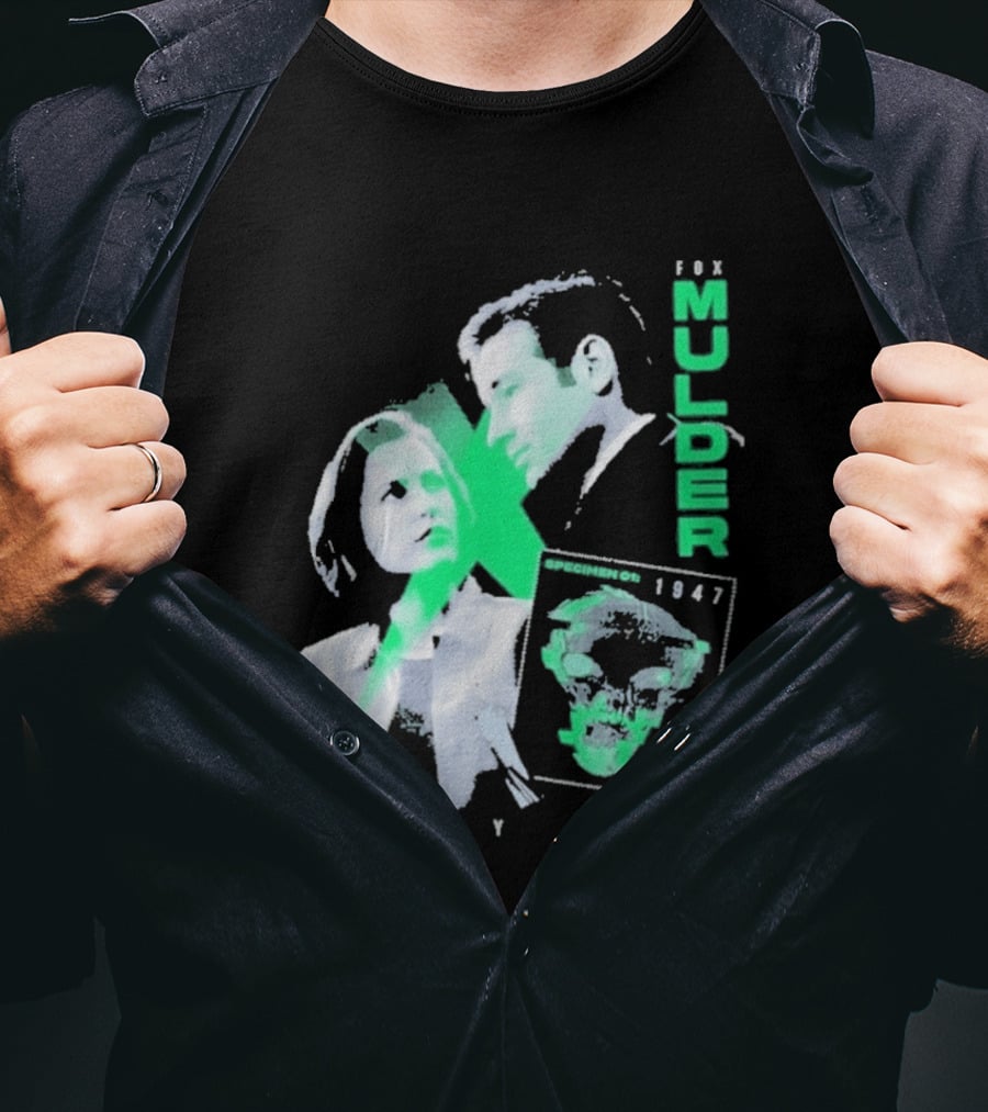 Fox Mulder Dana Scully The X Files 1997 Skull Print T-Shirt