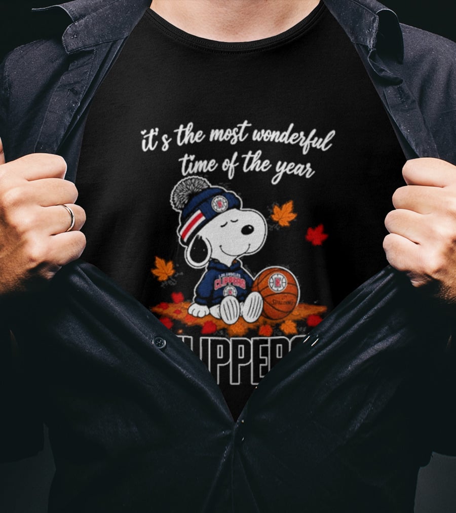 Los Angeles Clippers Snoopy Autumn Football Most Wonderful Time Of The Year T-Shirt