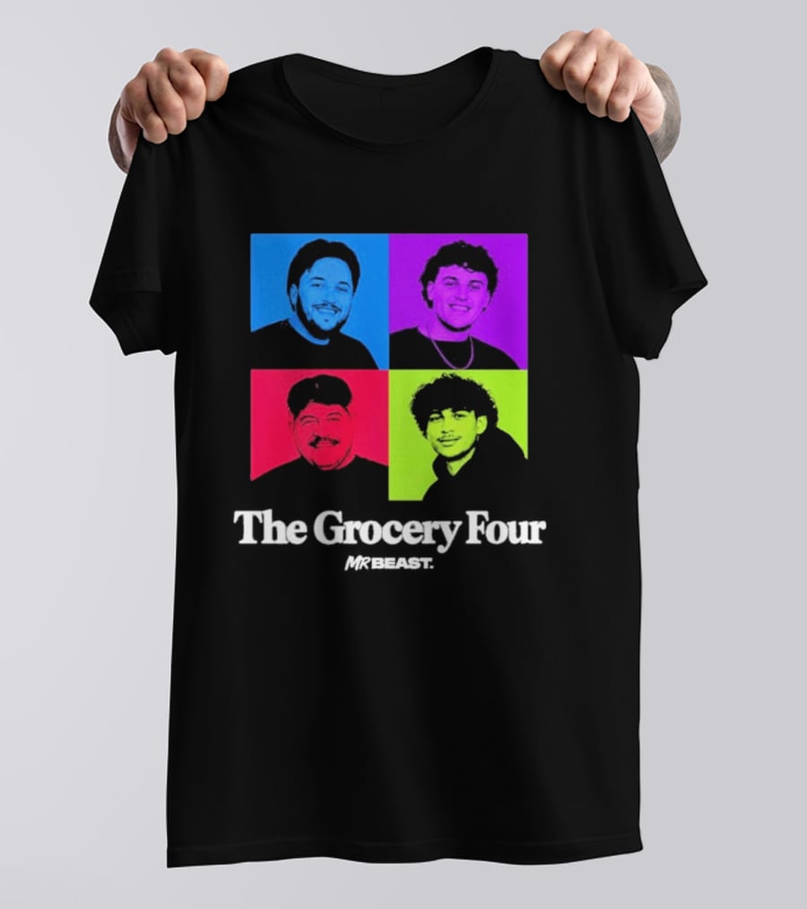 MrBeast Grocery Four Pop Art Style Colorful Portraits T-Shirt