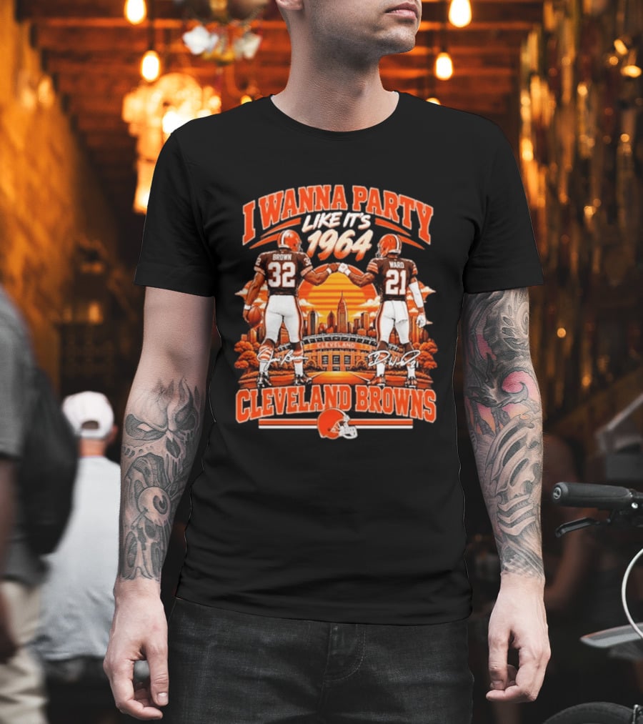 I Wanna Party Like It's 1964 Jim Brown Denzel Ward Cleveland Browns Stadium T-Shirt