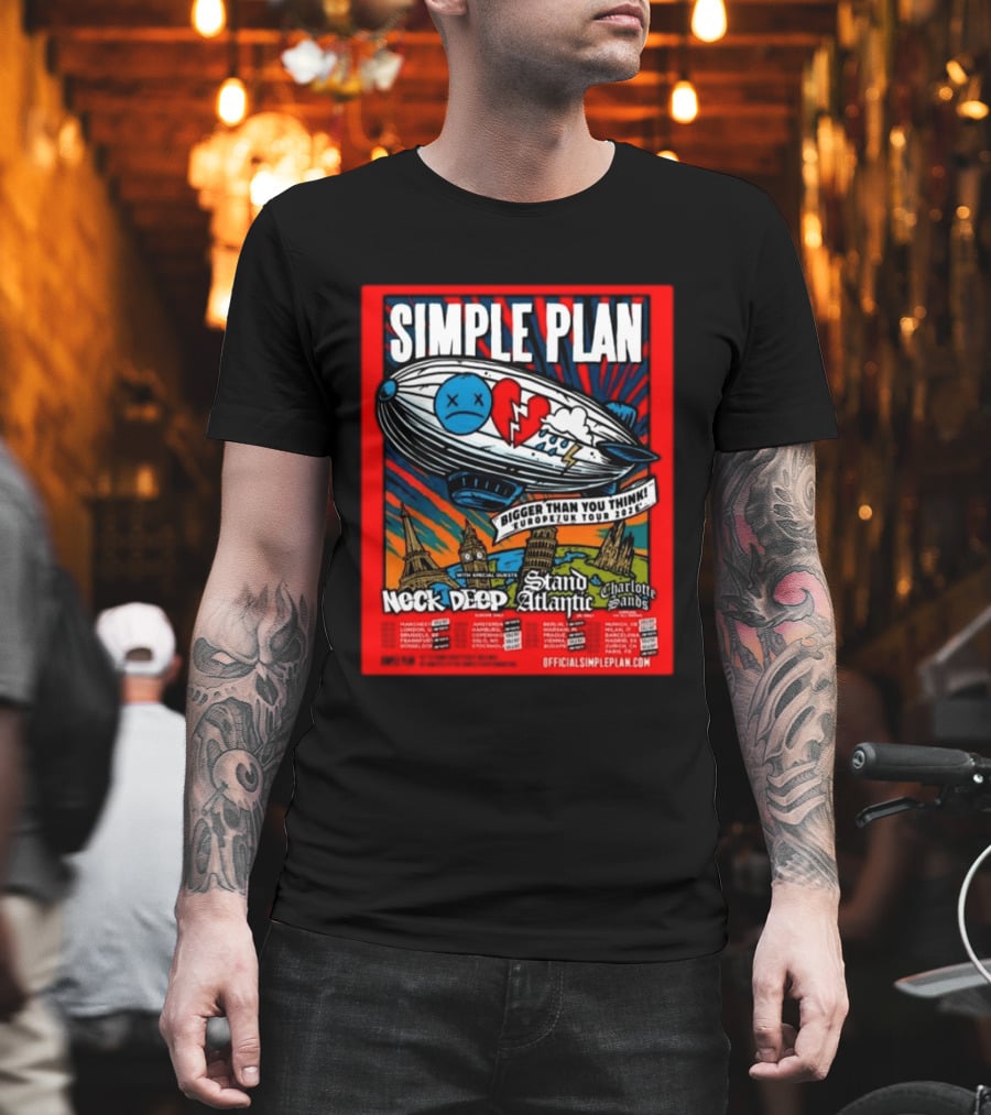 SIMPLE PLAN Bigger Than You Think Europe And UK Tour 2026 Featuring Neck Deep Stand Atlantic Charlotte Sands T-Shirt