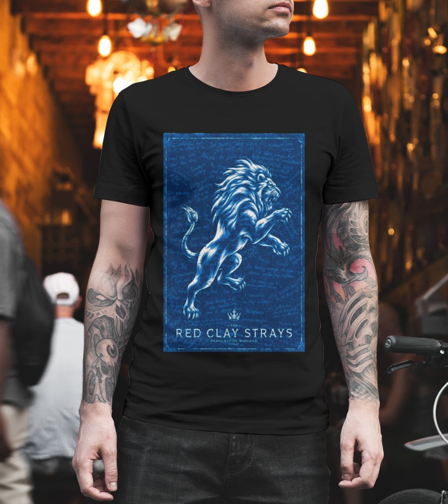 The Red Clay Strays Lion Art Grand Rapids Michigan Concert T-Shirt