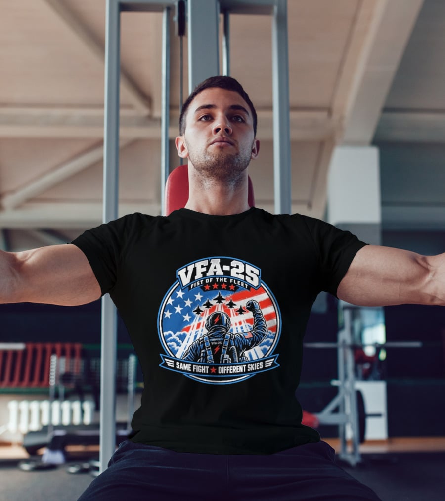VFA 25 Fist Of The Fleet Fighter Pilot American Flag Same Fight Different Skies T-Shirt
