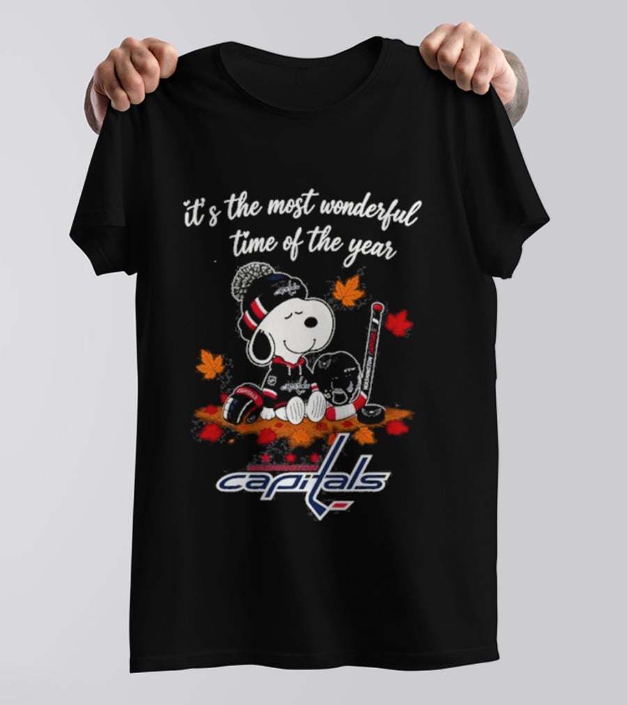 Snoopy Washington Capitals Autumn Hockey Most Wonderful Time Of The Year T-Shirt