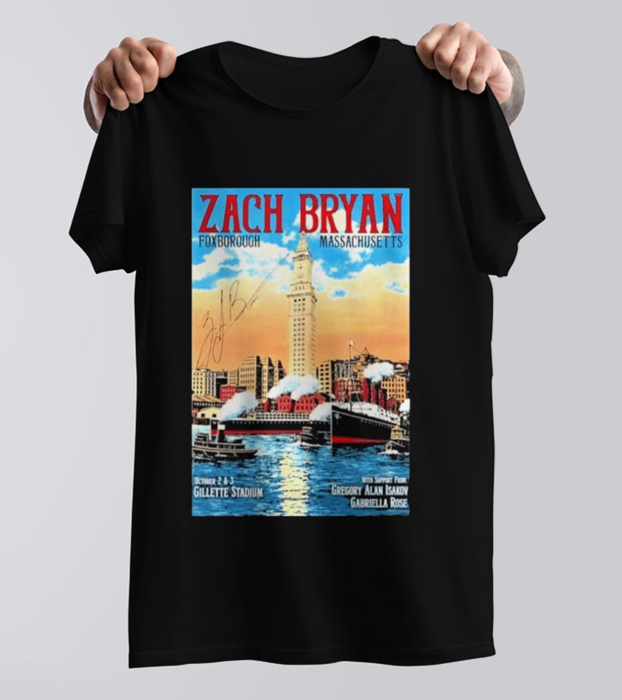 Zach Bryan Foxborough Massachusetts Gillette Stadium October 2 3 2026 Gregory Alan Isakov Gabriella Rose T-Shirt