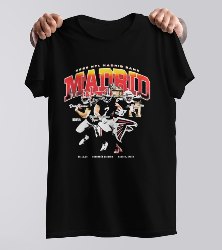 2026 NFL Madrid Games Atlanta Falcons Football Madrid Villaverde Vallecas Barajas Puente De Vallecas T-Shirt