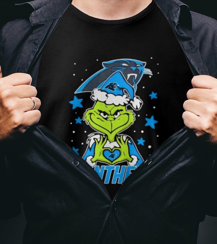 Carolina Panthers Grinch Love Hands Christmas 2026 Football Magic T-Shirt