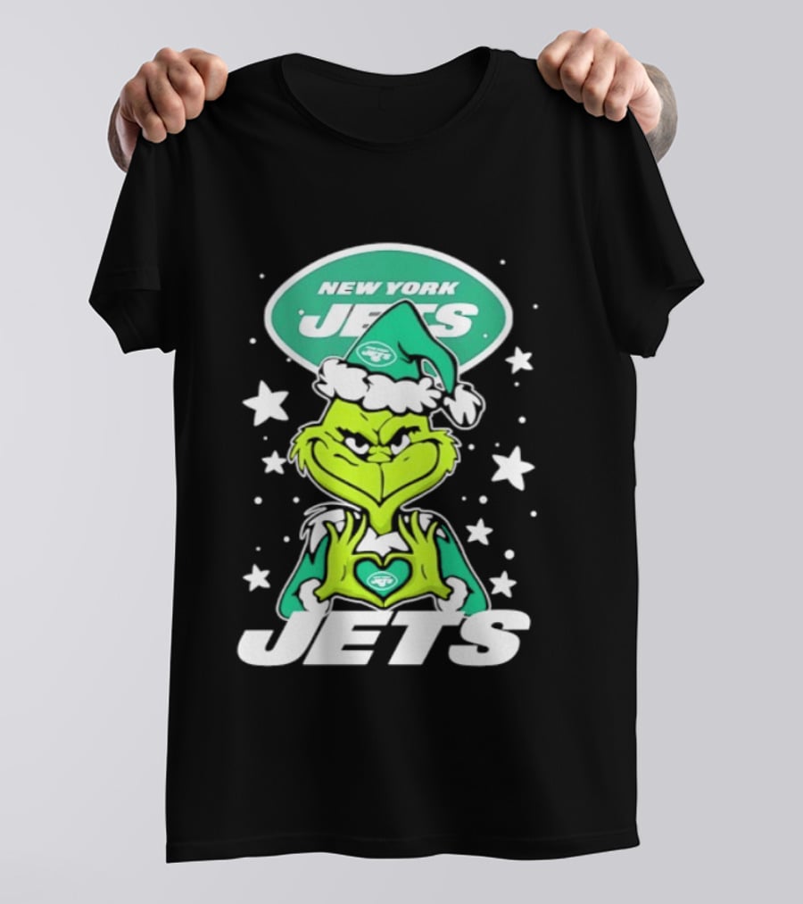 New York Jets Grinch Christmas 2026 Football Love Hands T-Shirt