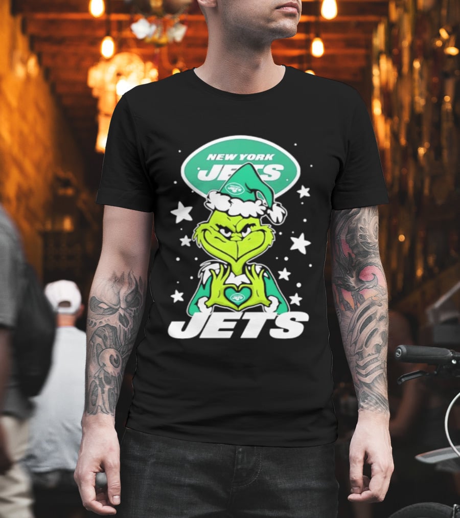New York Jets Grinch Christmas 2026 Football Love Hands T-Shirt