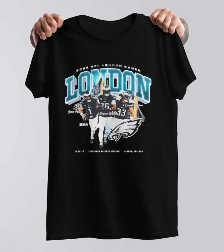 Philadelphia Eagles 2026 London International Games Saquon Barkley Jalen Hurts Eagles T-Shirt