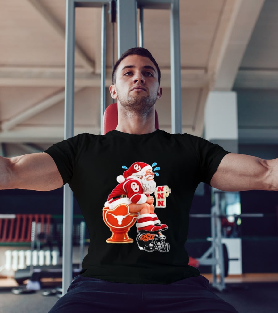 OU Oklahoma Sooners Santa Claus Toilet Texas Longhorns OSU Cowboys Football Meme T-Shirt