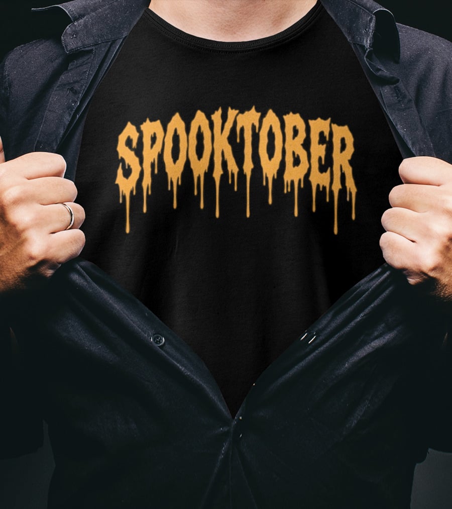 Spooktober Halloween October Spooky Season Dripping T-Shirt