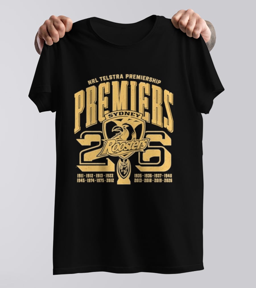 NRL Telstra Premiership Sydney Roosters Premiers 2026 T-Shirt